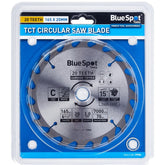 BlueSpot 165mm Tct Circular Mitre Saw Blade Blades 20mm Bore 20 Teeth